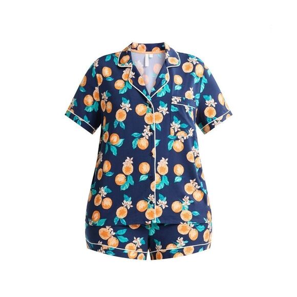 Dreamy Soft Short Sleeve Knit Notch Collar Top & Shorts Pajama 2-Pc Set Size 3X - Picture 6 of 8